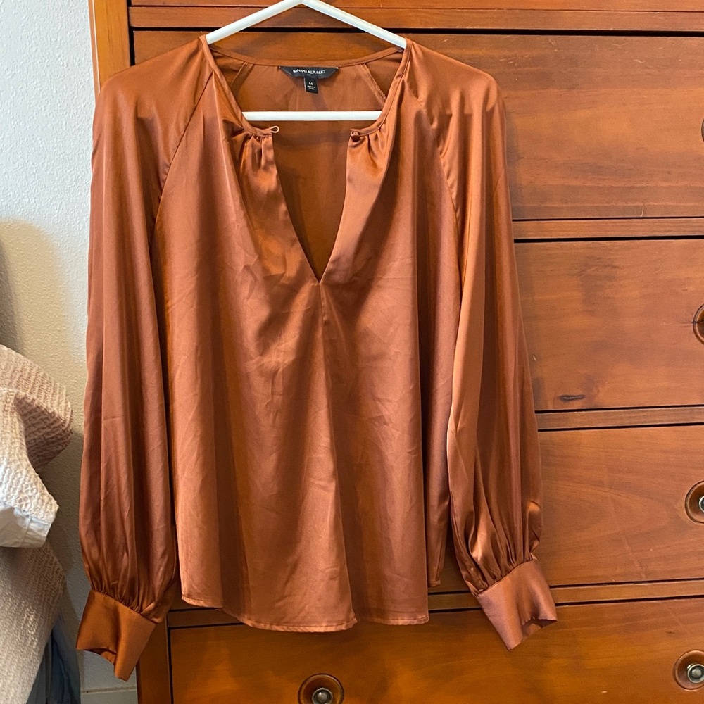 Banana Republic Copper Satin Blouse, Medium